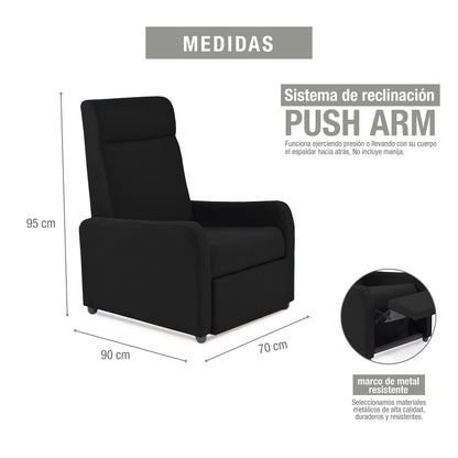 SILLA RECLINABLE PRAXIS MICROFIBRA   NEGRO