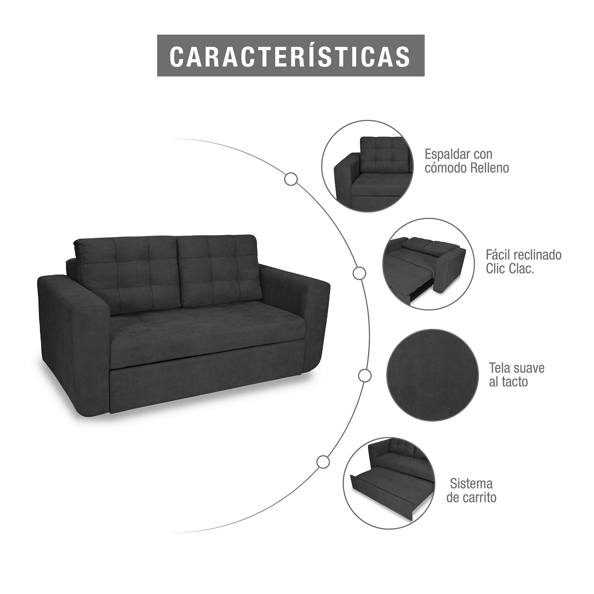 Sofá cama Chicago Gris Plomo
