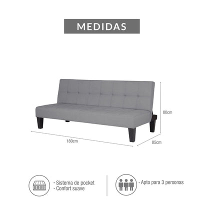 SOFA CAMA ALEK  MICROFIBRA PLATA