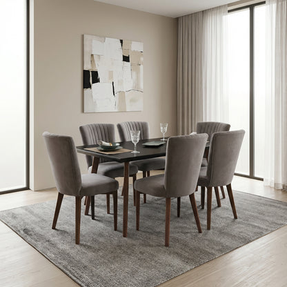 Comedor 6 puestos regina microfibra negro natural gris plomo