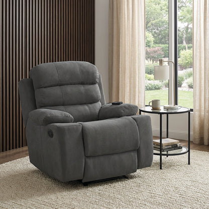 Reclinable Houston Eléctrica con Masaje – Microfibra Gris Plomo
