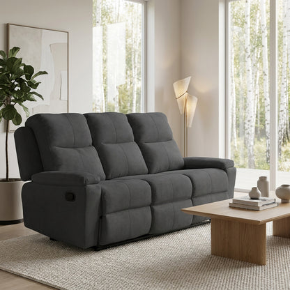 Sofá reclinable marsella 3 puestos estático microfibra gris plomo