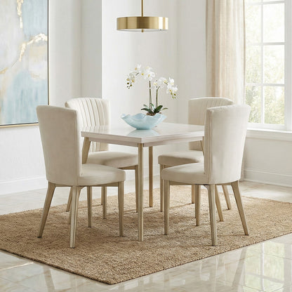Comedor 4 puestos regina perla-champaña microfibra crudo