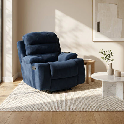 Silla reclinable estatica houston con masaje microfibra azul