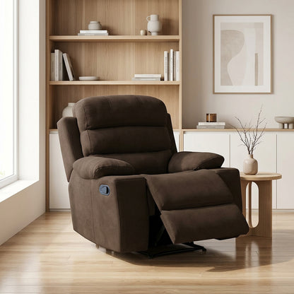 Silla reclinable estatica houston con masaje microfibra chocolate