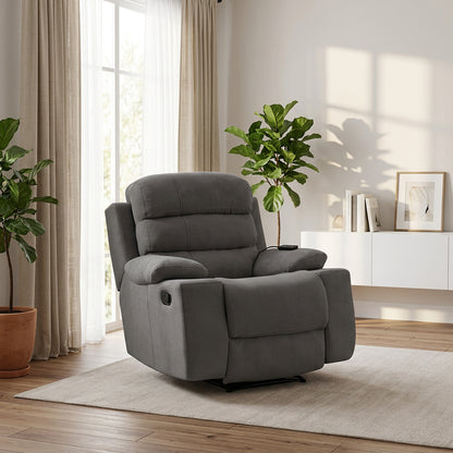 Silla reclinable estatica Houston con masaje microfibra gris plomo
