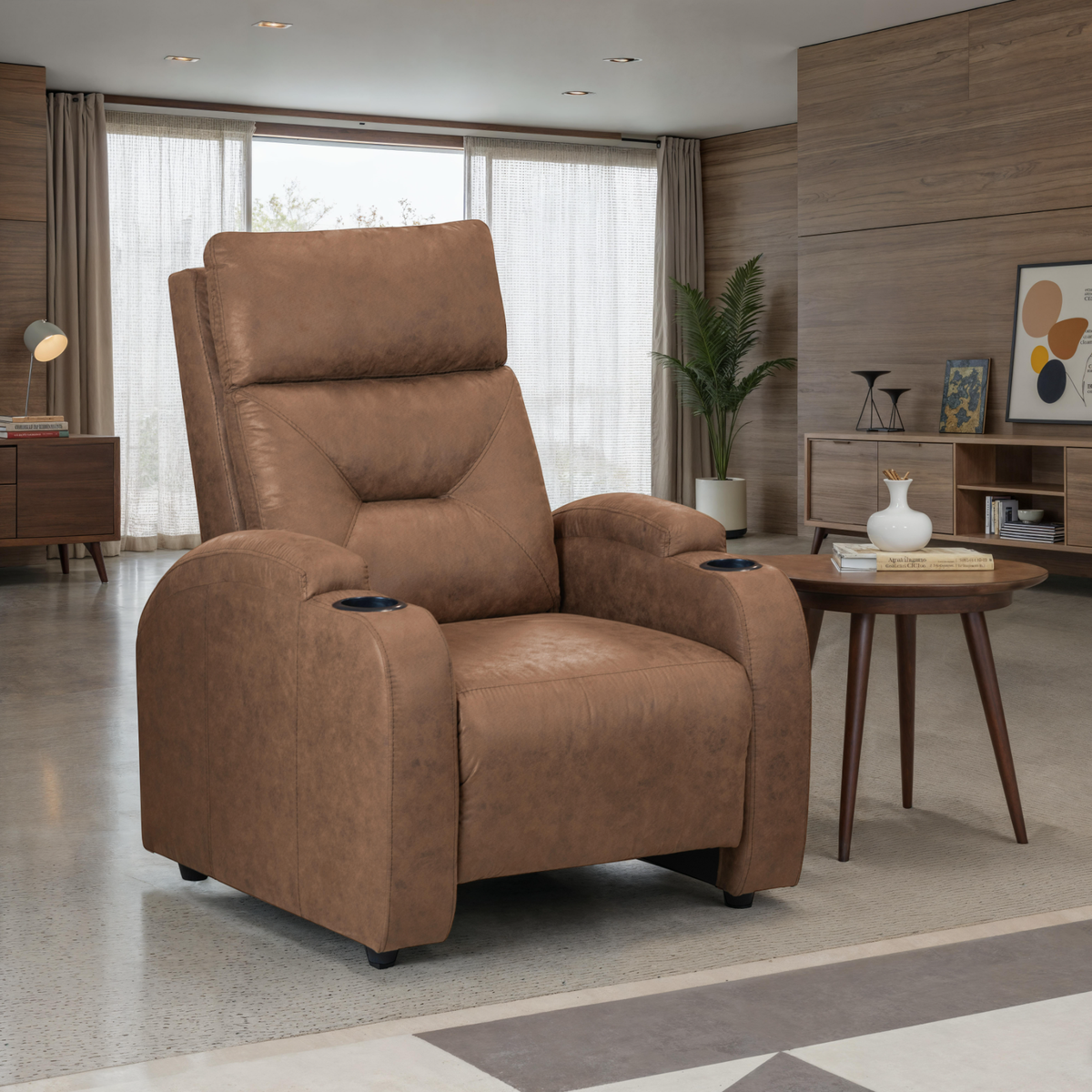 Silla reclinable logan 1 puesto estatico tipo sintetico moca