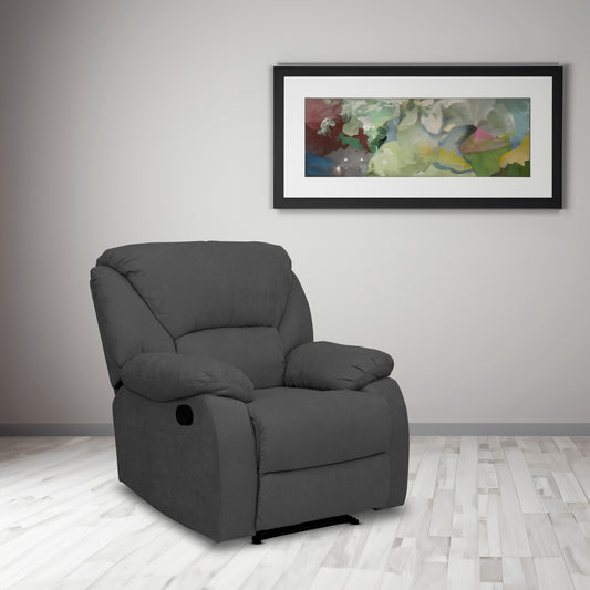 SILLA RECLINABLE OHIO ESTATICA MICROFIBRA GRIS PLOMO
