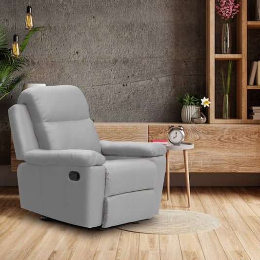 SILLA RECLINABLE ESTÁTICA MECEDORA MARSELLA SINTETICO  GRIS CLARO