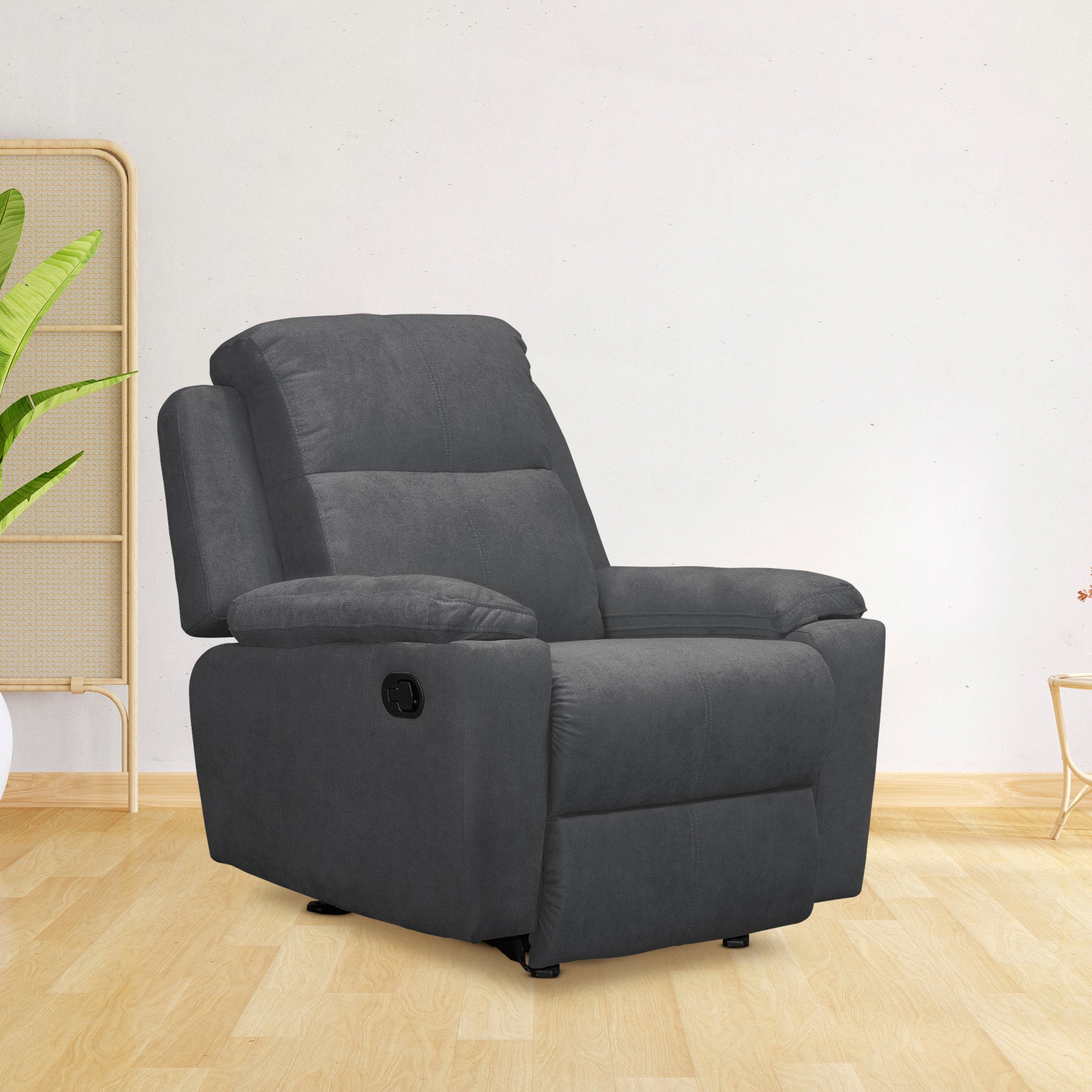Silla reclinable estática marsella mecedora microfibra gris plomo