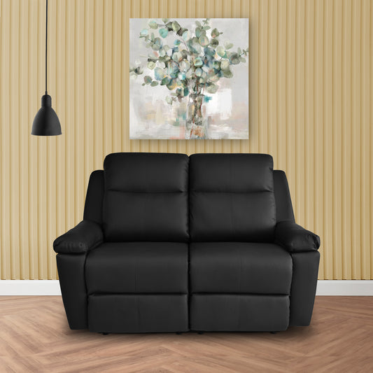 SOFA RECLINABLE  MARSELLA 2 PUESTOS TIPO SINTETICO NEGRO