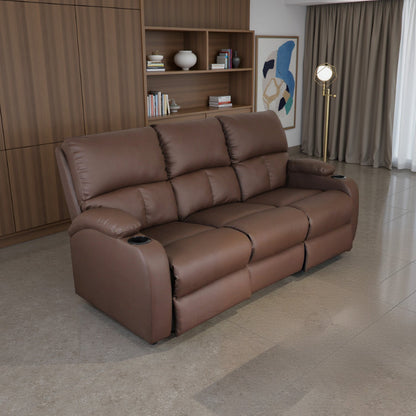 Sofa reclinable amber 3 puestos sintetico chocolate