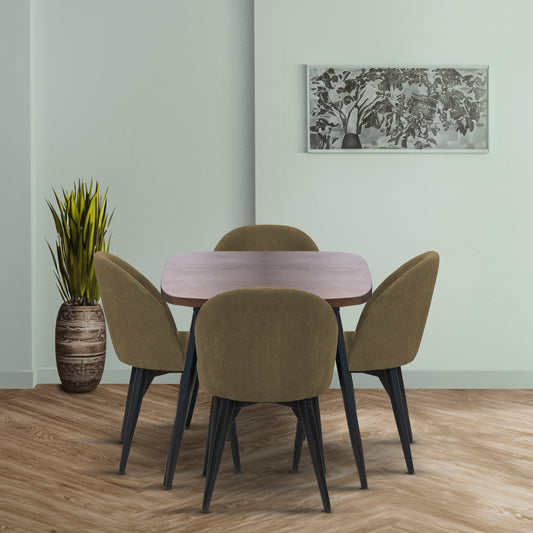 COMEDOR 4 PUESTOS NOVA NATURAL OSC NEGRO MATE MICROFIBRA TAUPE