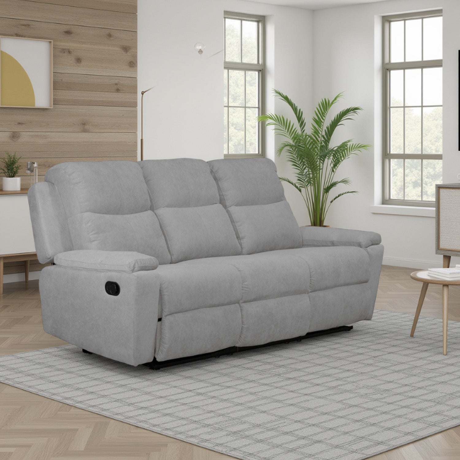 Sofa rec marsella 3 ptos estatico microfibra plata
