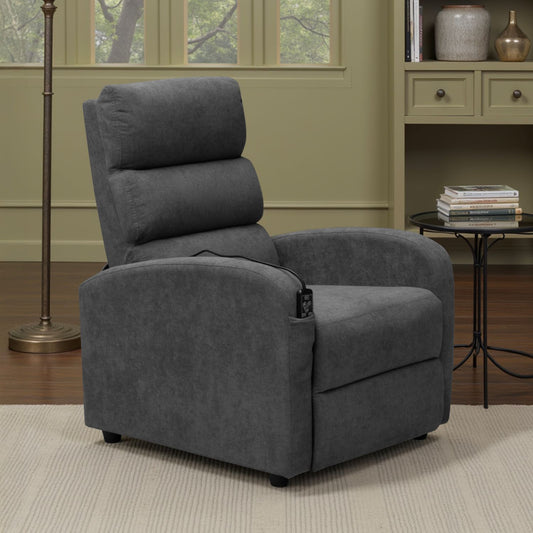 SILLA RECLINABLE ESTATICA CON MASAJE KLEIN 1 PUESTO MICROFIBRA GRIS PLOMO