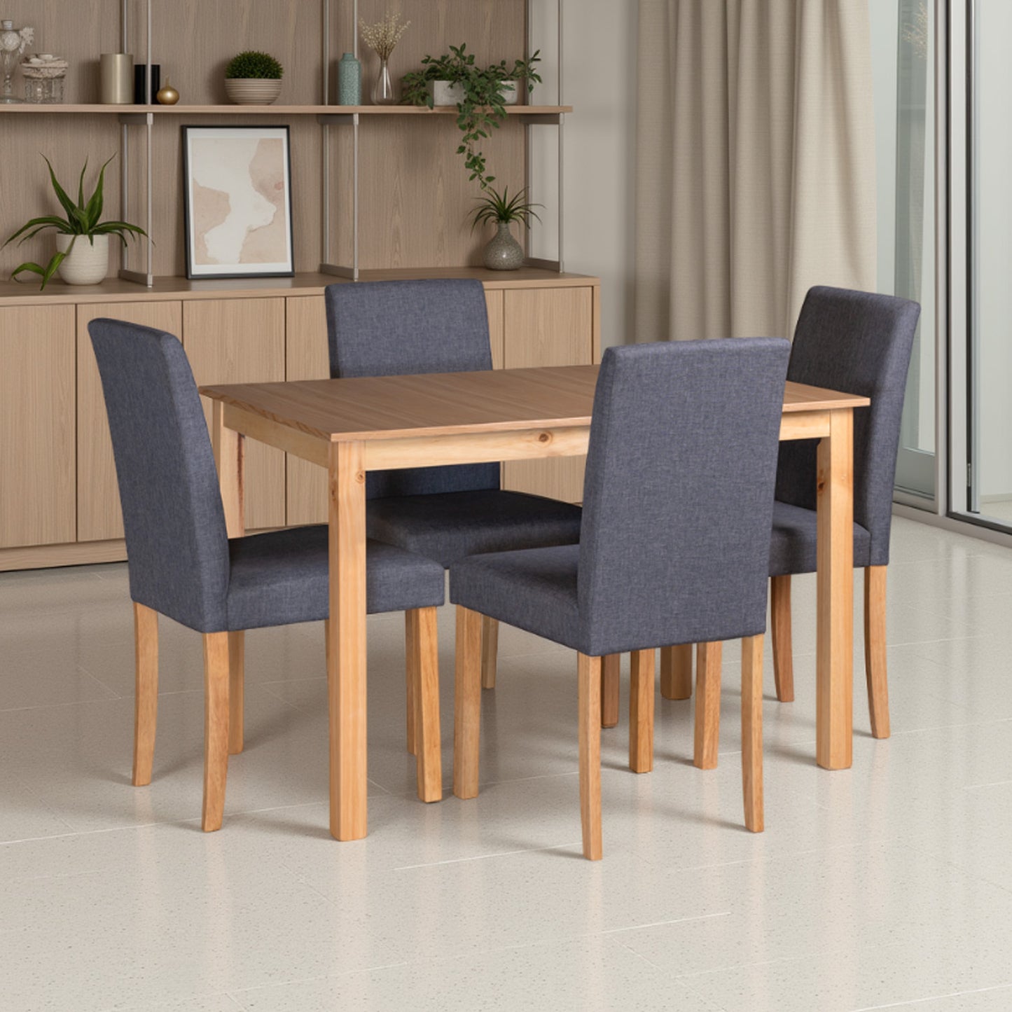 COMEDOR 4 PUESTOS DAYTONA NATURAL NATURAL MICROFIBRA GRIS PLOMO