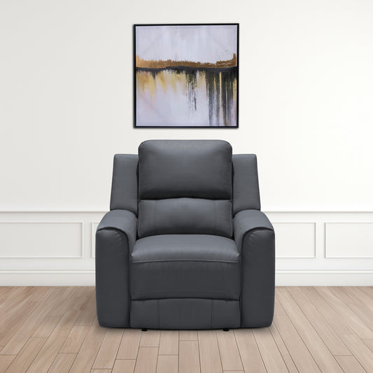 SILLA RECLINABLE MANUAL DUKE 1 PUESTO TIPO CUERO GRAFITO