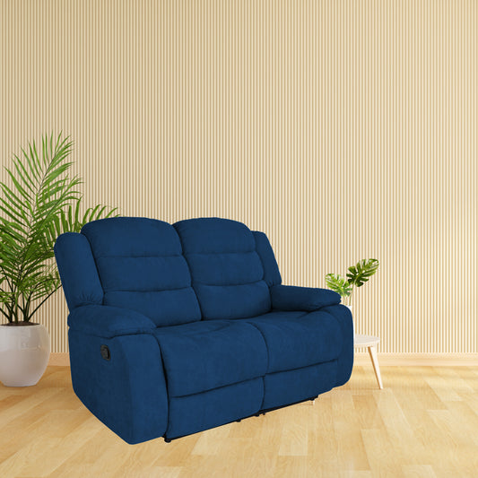 SOFA RECLINABLE GRAND 2 PUESTOS  MICROFIBRA AZUL