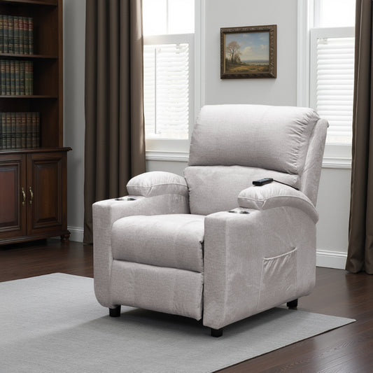 SILLA RECLINABLE ESTATICA ALAN ATLAS  SILVER CON MASAJE MICROFIBRA PLATA
