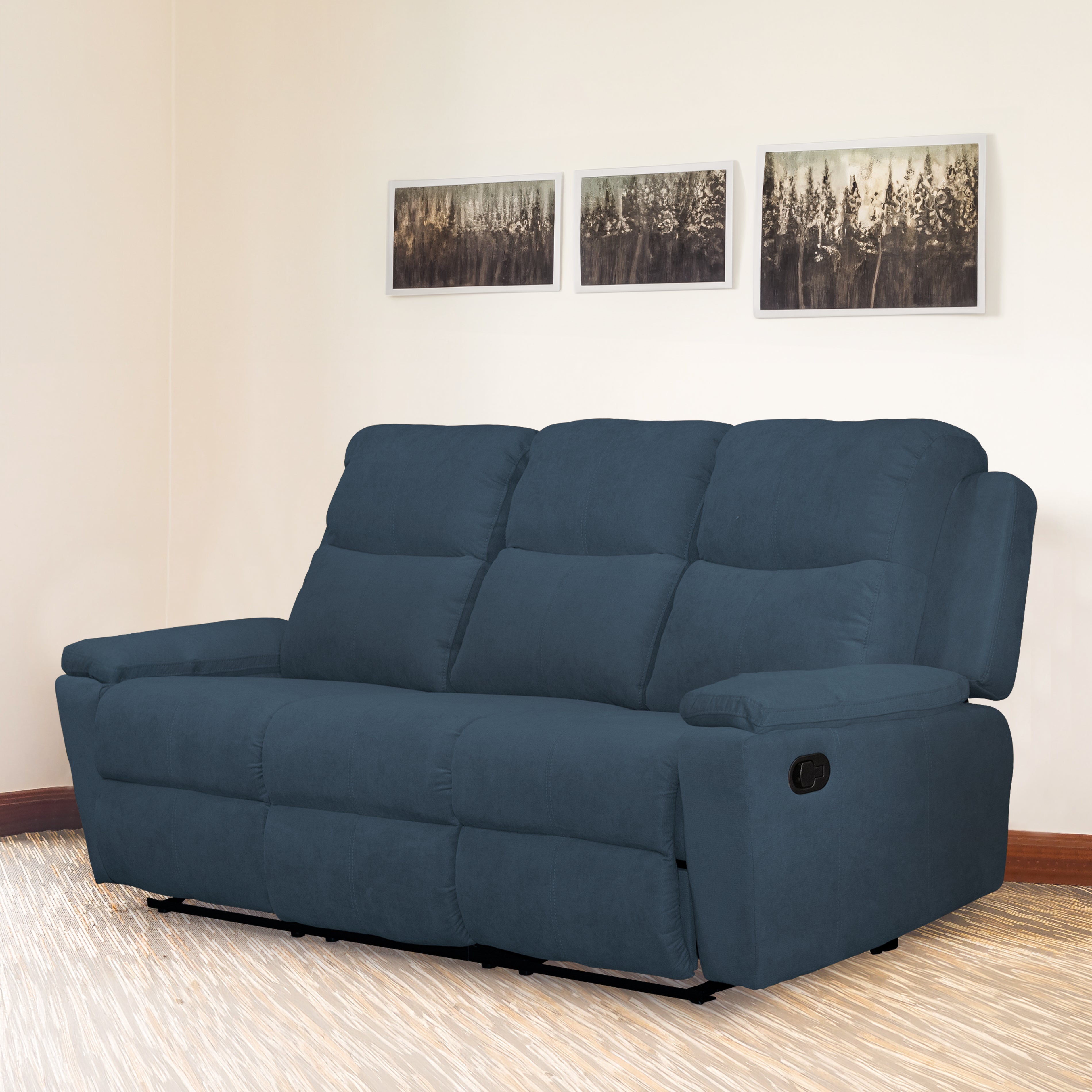 Sofa rec marsella 3 ptos estatico microfibra azul