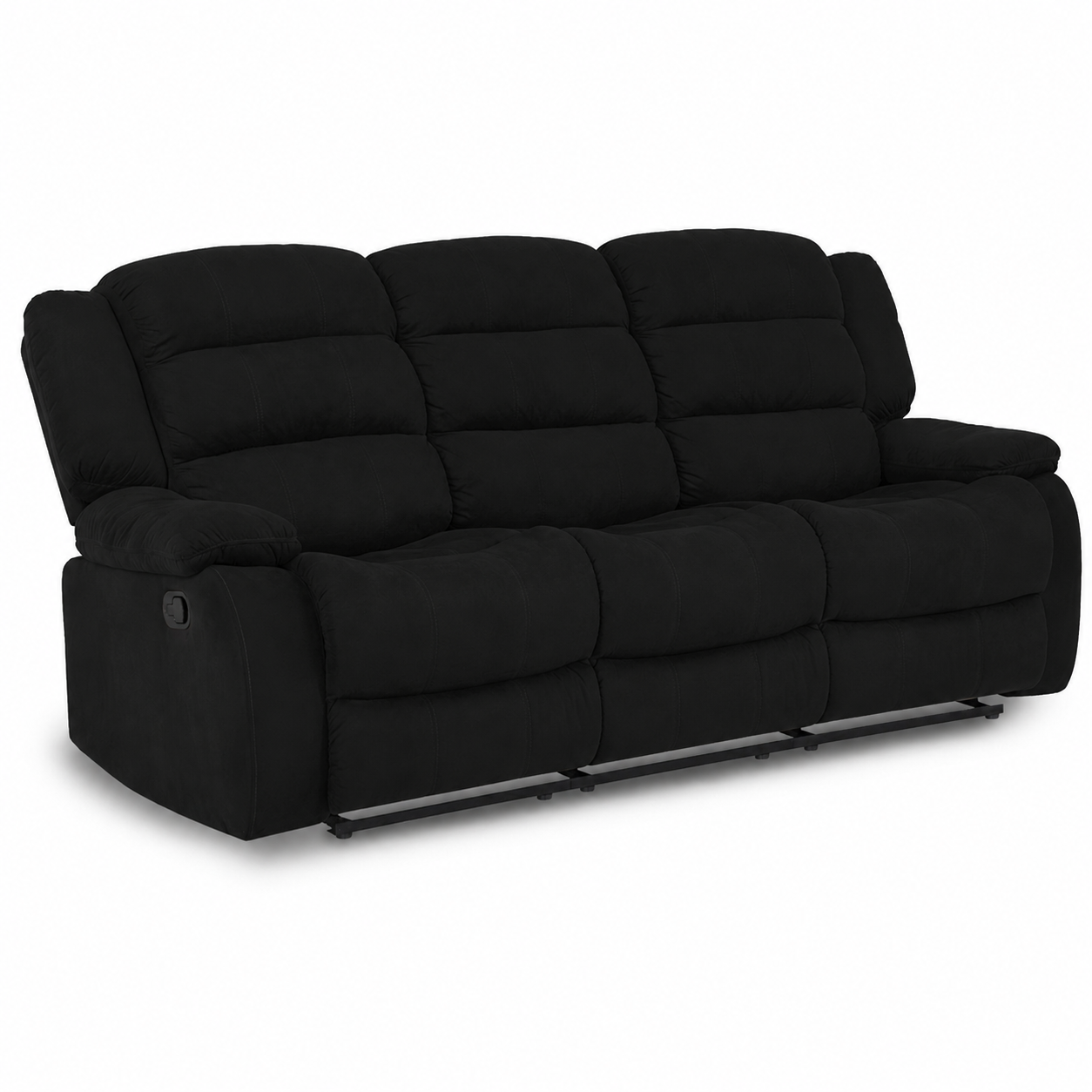 Sofá Reclinable Dhaka 3 Puestos Microfibra negro