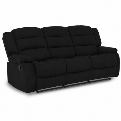 Sofá Reclinable Dhaka 3 Puestos Microfibra negro