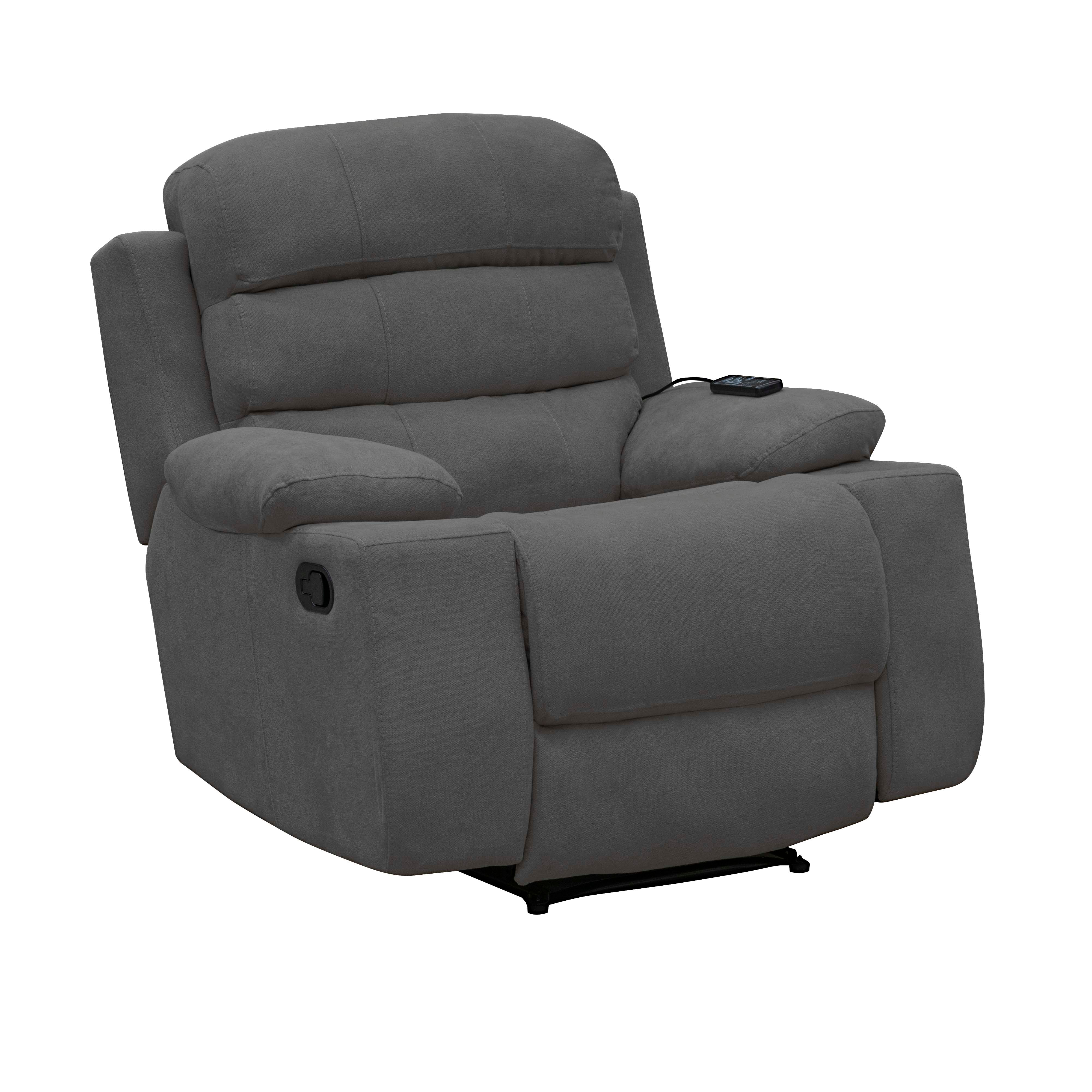 Silla reclinable estatica houston con masaje microfibra gris plomo