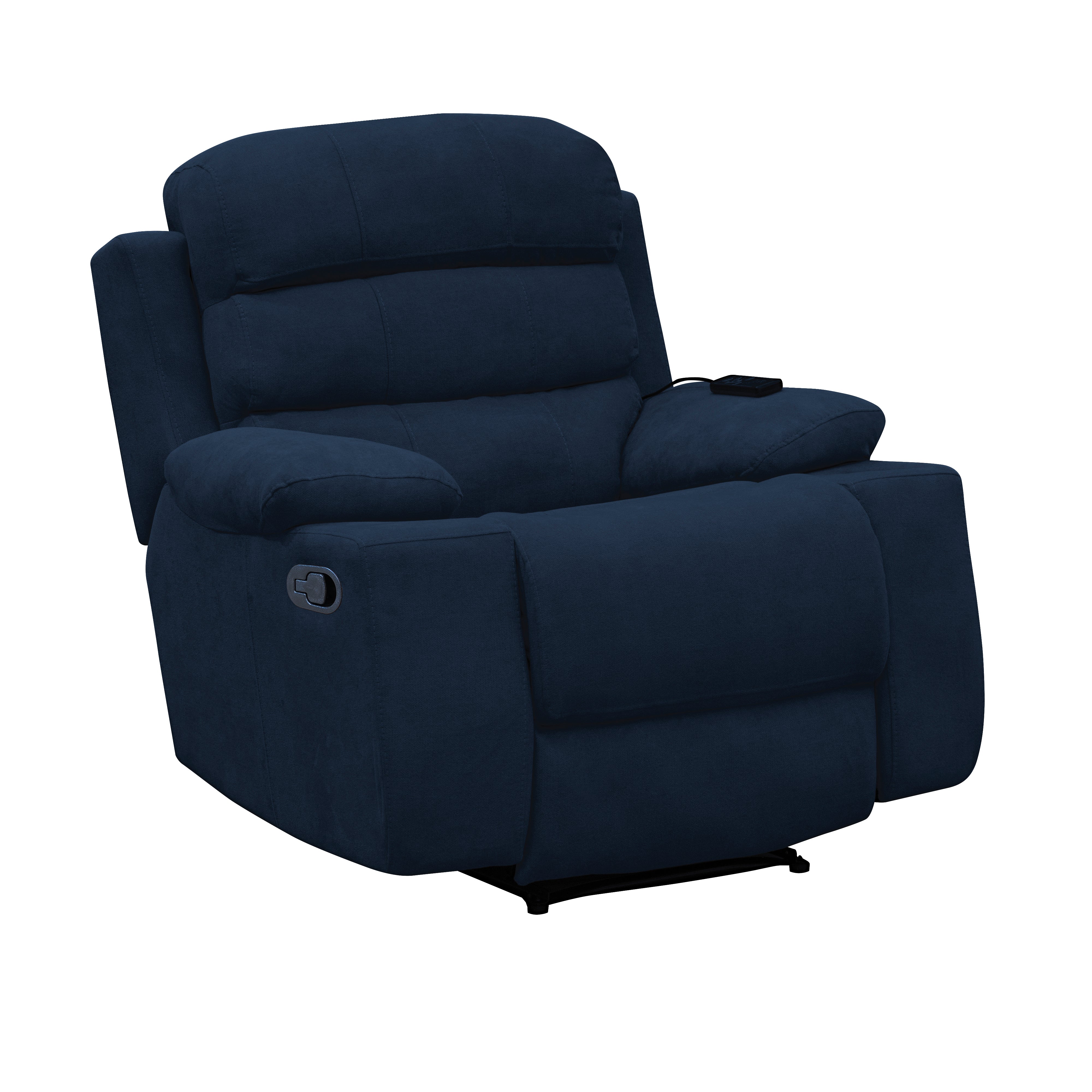 Silla reclinable estatica houston con masaje microfibra azul