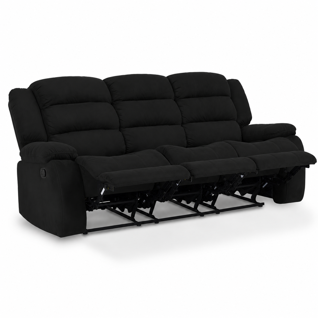 Sofá Reclinable Dhaka 3 Puestos Microfibra negro