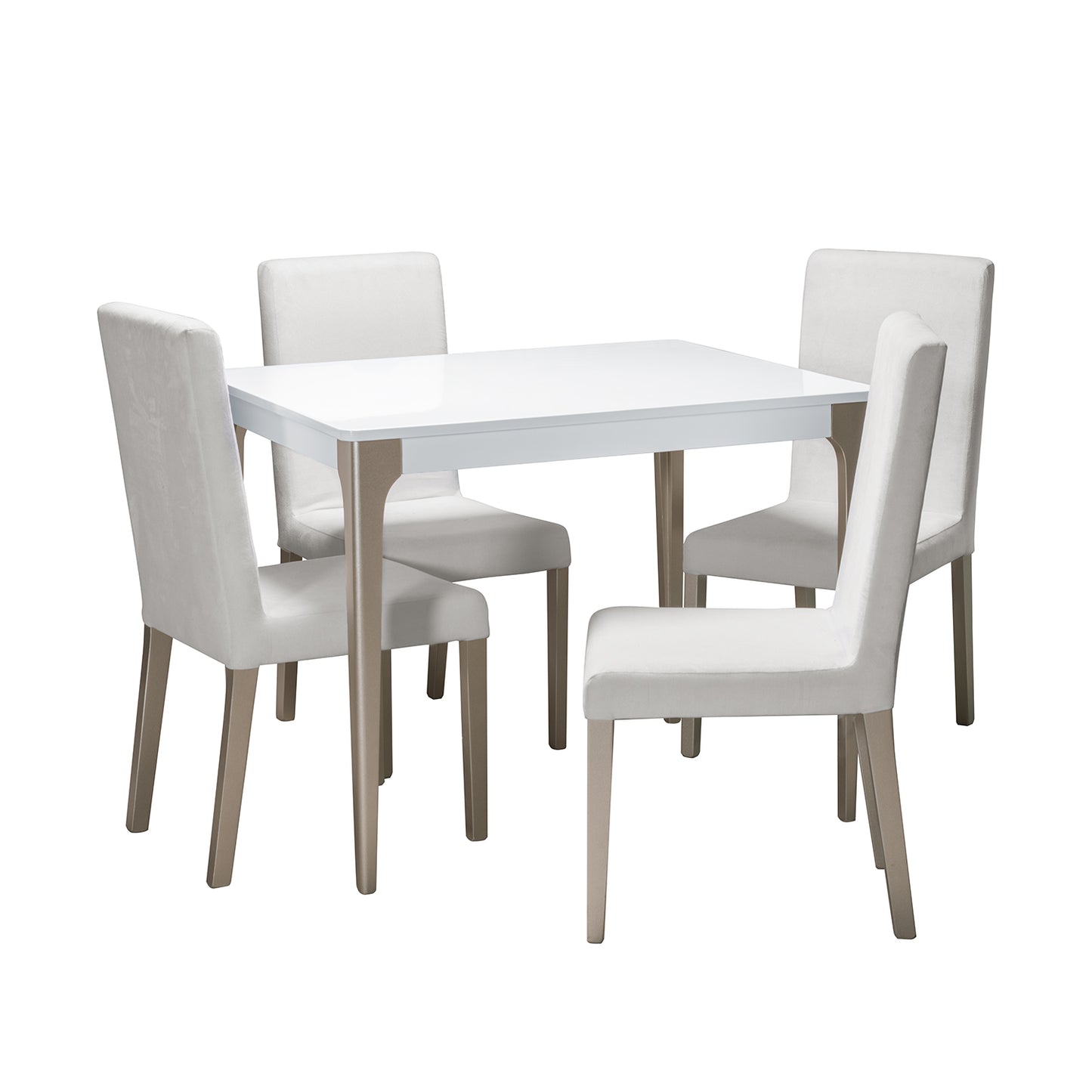 COMEDOR 4 PUESTOS DALY  BLANCO CHAMPAÑA  MICROFIBRA CRUDO