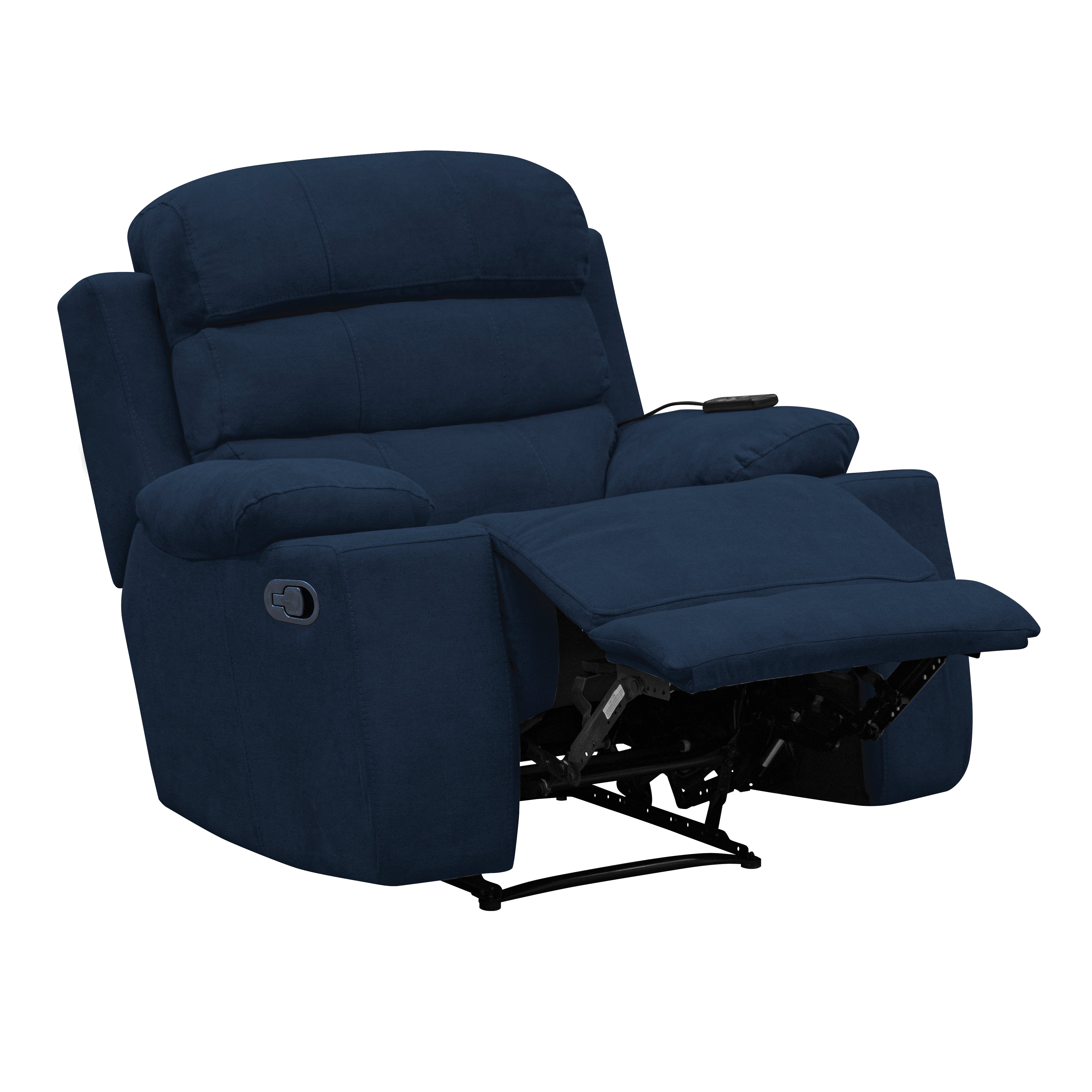 Silla reclinable estatica houston con masaje microfibra azul