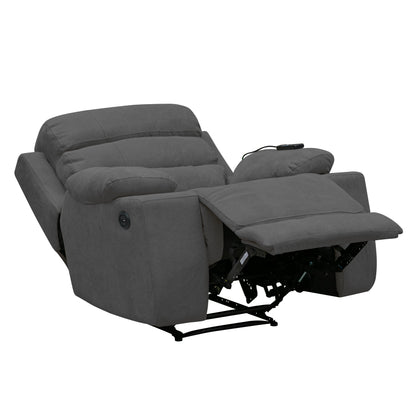 Reclinable Houston Eléctrica con Masaje – Microfibra Gris Plomo