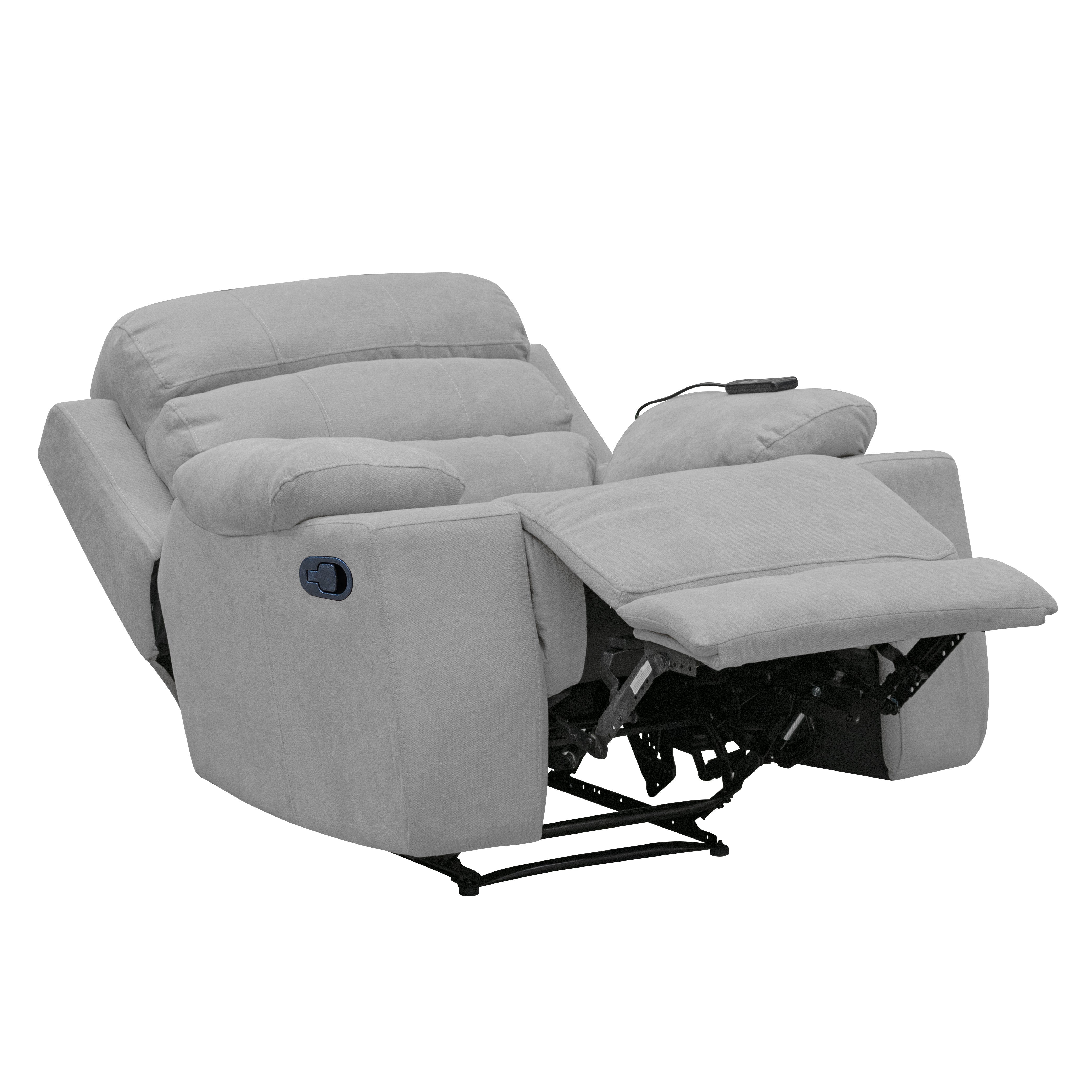 Silla reclinable estática Houston con masaje microfibra plata