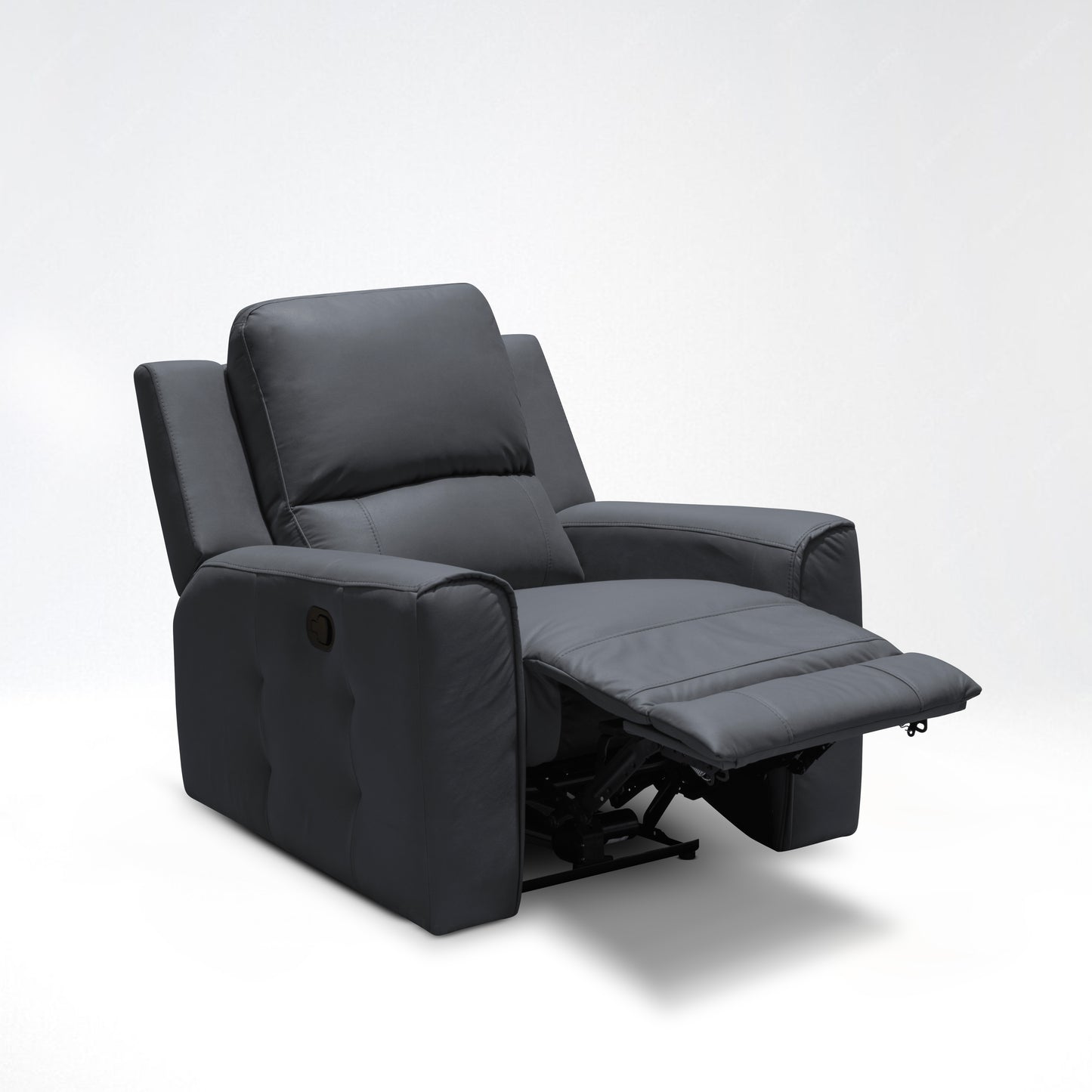 SILLA RECLINABLE MANUAL DUKE 1 PUESTO TIPO CUERO GRAFITO