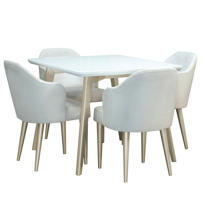 COMEDOR 4 PUESTOS BILBAO MICROFIBRA PERLA CHAMPAN  CRUDO