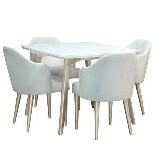 COMEDOR 4 PUESTOS BILBAO MICROFIBRA PERLA CHAMPAN  CRUDO