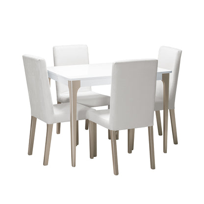 COMEDOR 4 PUESTOS DALY  BLANCO CHAMPAÑA  MICROFIBRA CRUDO