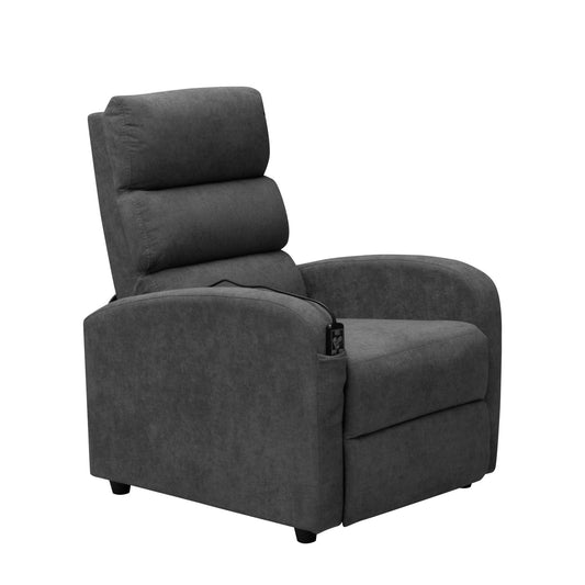 SILLA RECLINABLE ESTATICA CON MASAJE KLEIN 1 PUESTO MICROFIBRA GRIS PLOMO