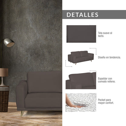 SOFA ATENAS 3 PUESTO MICROFIBRA TAUPE