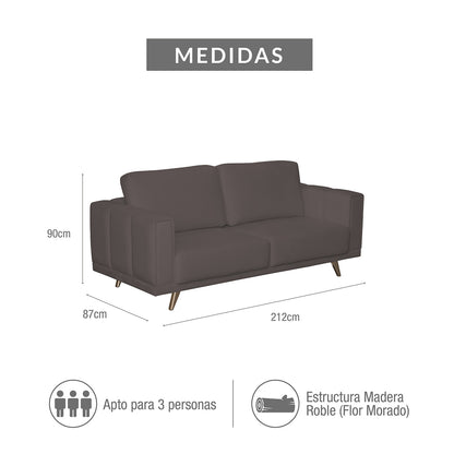 SOFA ATENAS 3 PUESTO MICROFIBRA TAUPE