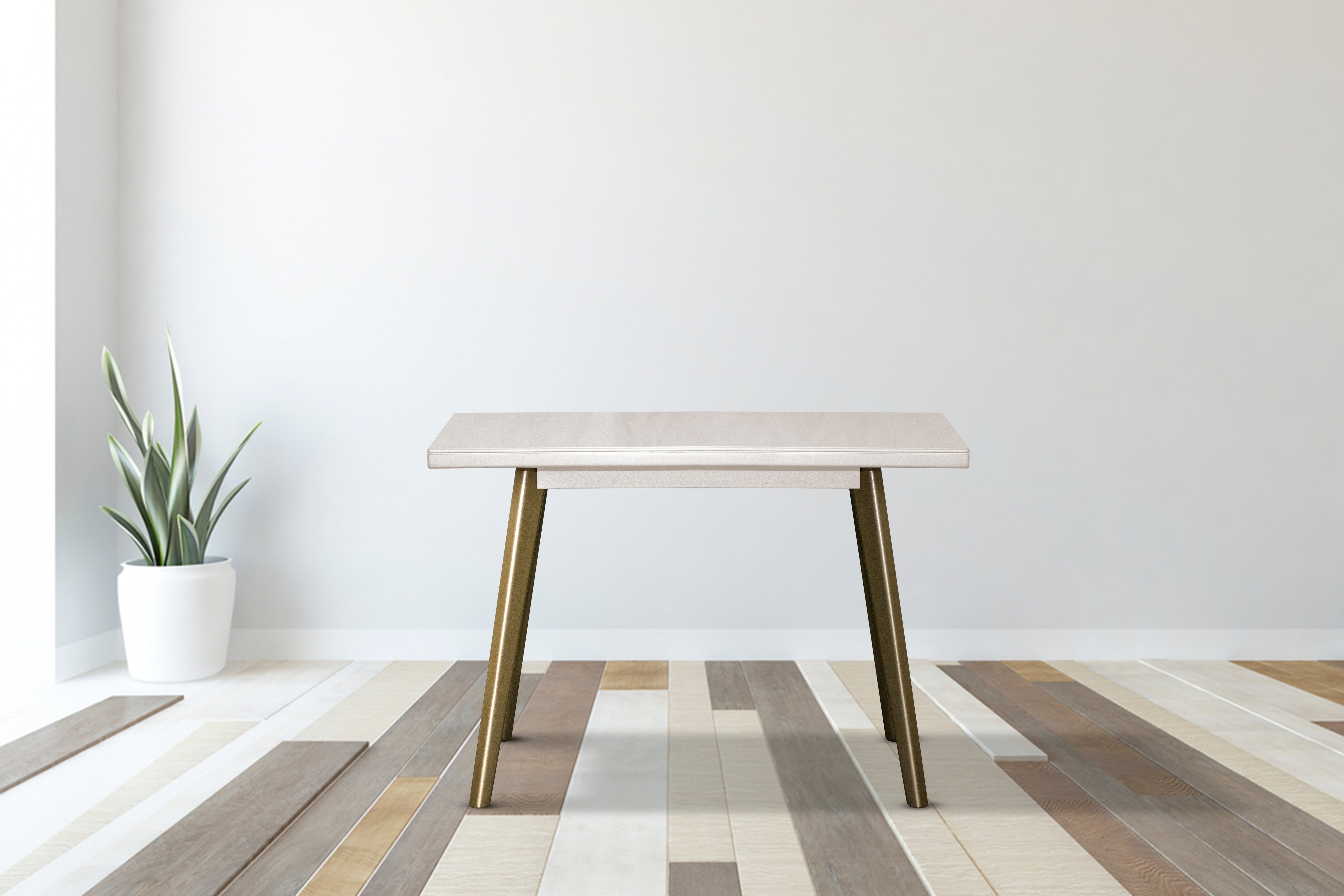 Mesa comedor regina 4 puestos blanco perla champaña