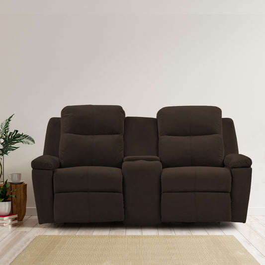 SOFA  RECLINABLE CON CONSOLA MARSELLA   2 PUESTOS  MICROFIBRA CHOCOLATE
