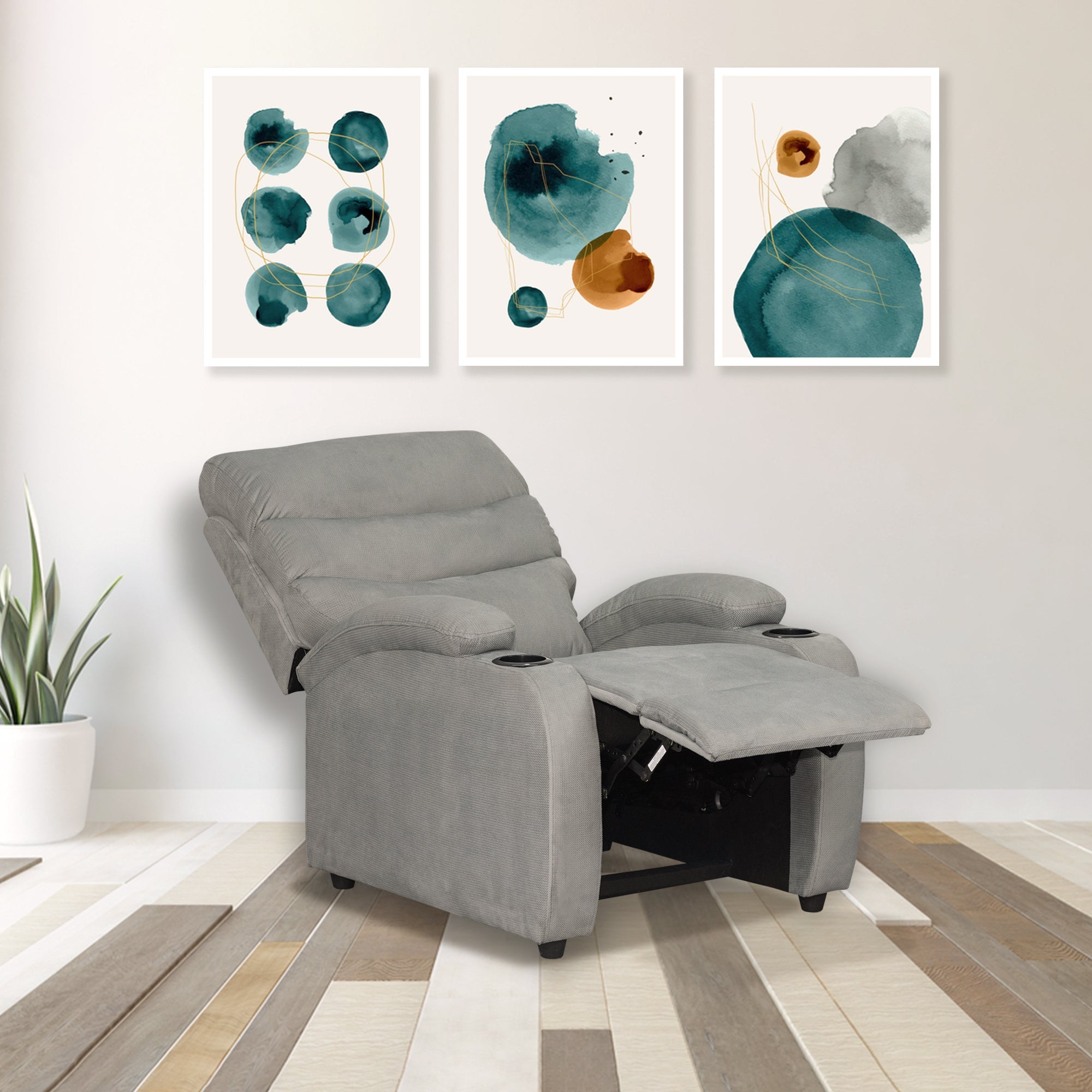 Silla reclinable trevi 1 puesto microfibra plata