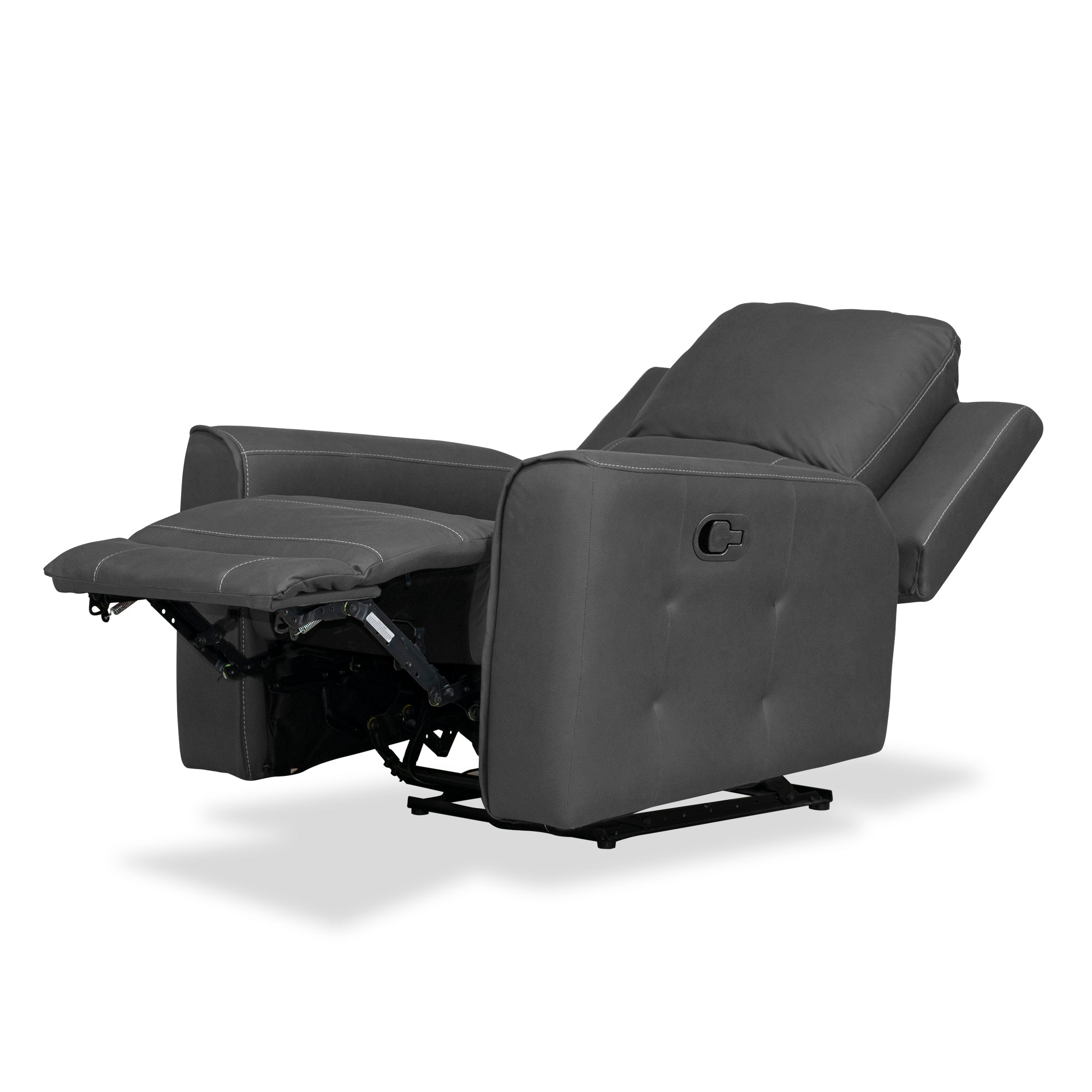 Silla reclinable manual duke de 1 puesto en tipo cuero gris plomo