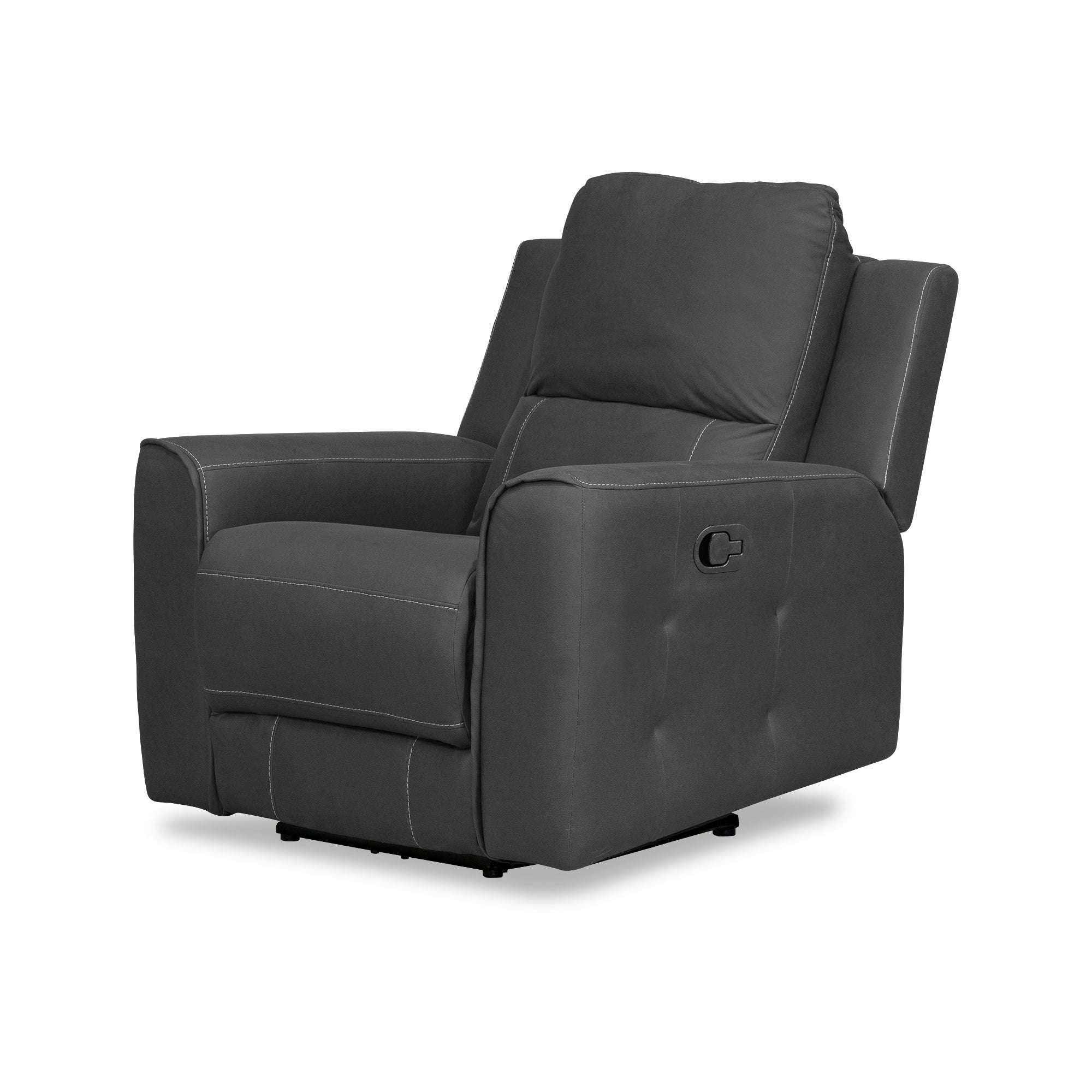 Silla reclinable manual duke de 1 puesto en tipo cuero gris plomo