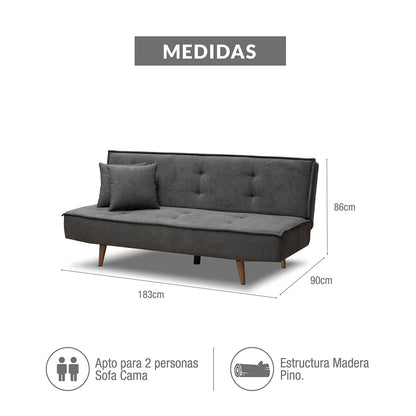 SOFA CAMA BELLINI  2.0  MICROFIBRA HUMO