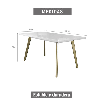 Comedor 6 puestos regina microfibra b perla champaña crudo