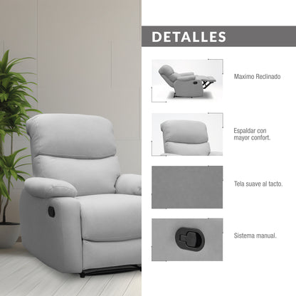 SILLA RECLINABLE VELARA  1 PUESTO SEMI SINTETICO GRIS