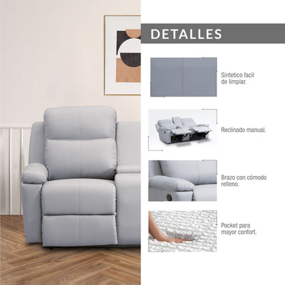 SOFÁ RECLINABLE CON CONSOLA MARSELLA 2 PUESTOS
