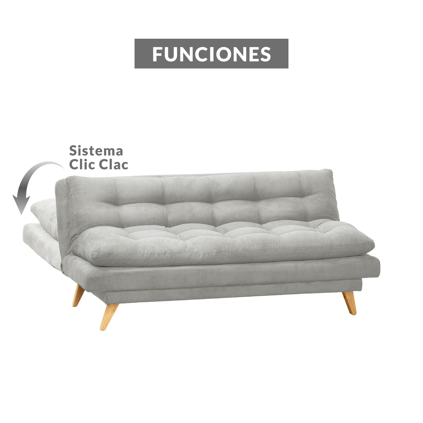 SOFA CAMA NANTES MICROFIBRA  PLATA